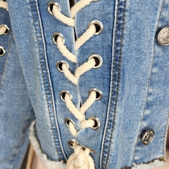 Denim Lace-Up Women's Jacket - Picture 4 of 11